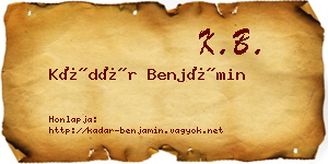 Kádár Benjámin névjegykártya